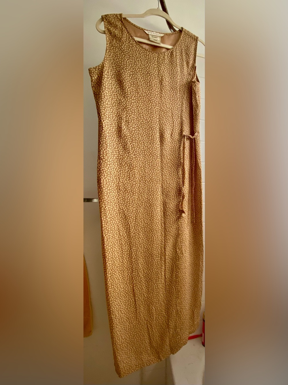 Max Studio Sleeveless Gold-Tone Leaf Pattern Maxi dress